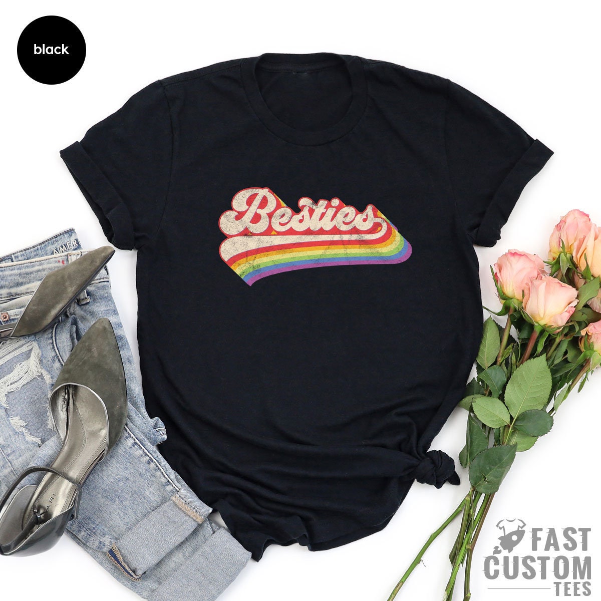 Besties Shirt, Vintage T Shirt, Best Friend Gift, Best Friends Shirts, Matching Sisters Shirt, Friends Matching T-Shirt, Retro Shirt - Fastdeliverytees.com