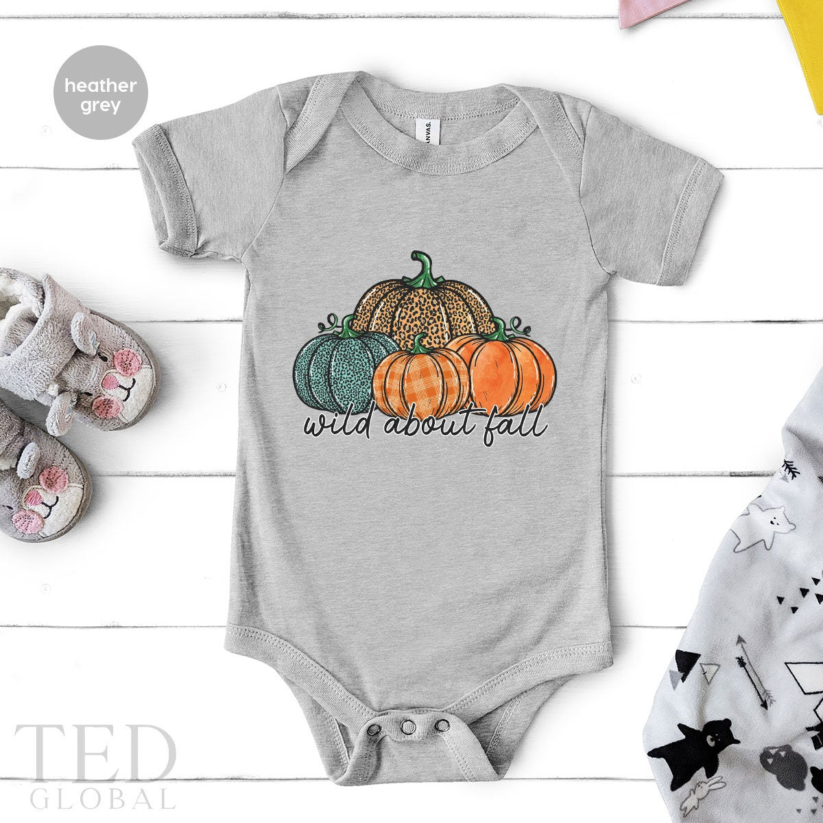 Cute Thanksgiving Pumpkin Baby Gift, Wild About Fall Baby Shower Gift, Funny Fall Season New Baby Onesie, Bodysuits Kid Toddler Clothes - Fastdeliverytees.com