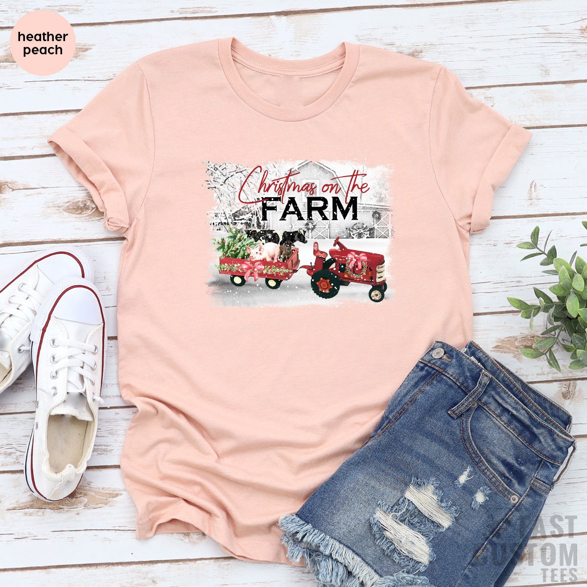 Christmas on the Farm T-shirt, Christmas Women T-Shirt, Women Christmas Gift, Farm Christmas Shirt, Xmas Gift, Cute Family Christmas Tee - Fastdeliverytees.com