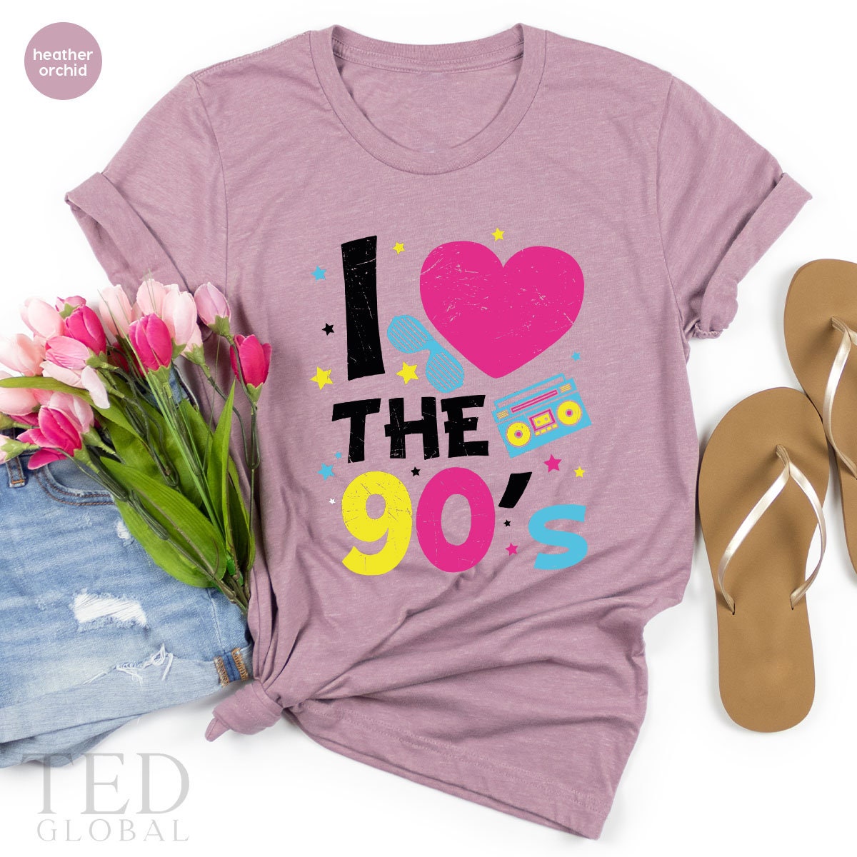 Cute I Heart The Cassette T-Shirt, Historical T Shirt, Multi-Colored Shirts, Color Revel 90s Shirt, Cassette TShirt, Gift For 90's Birthday - Fastdeliverytees.com