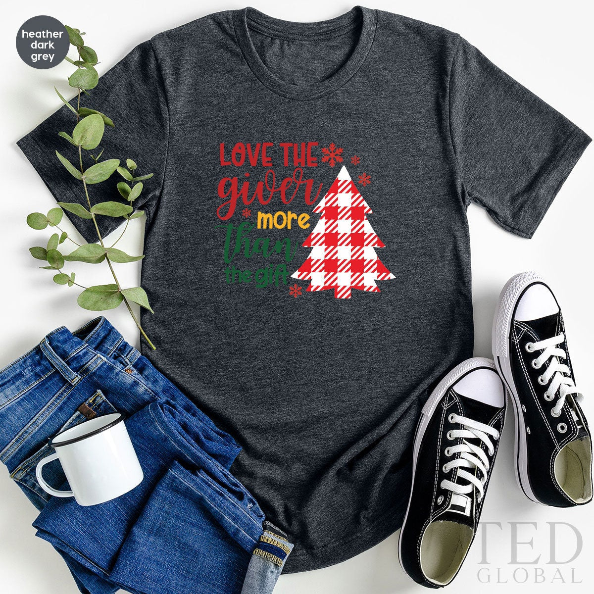 Cute Pajamas Christmas Tree T-Shirt, Love The Giver More Than The Gift T Shirt, Family Christmas Shirts, Holiday Shirt, Gift For Christmas - Fastdeliverytees.com