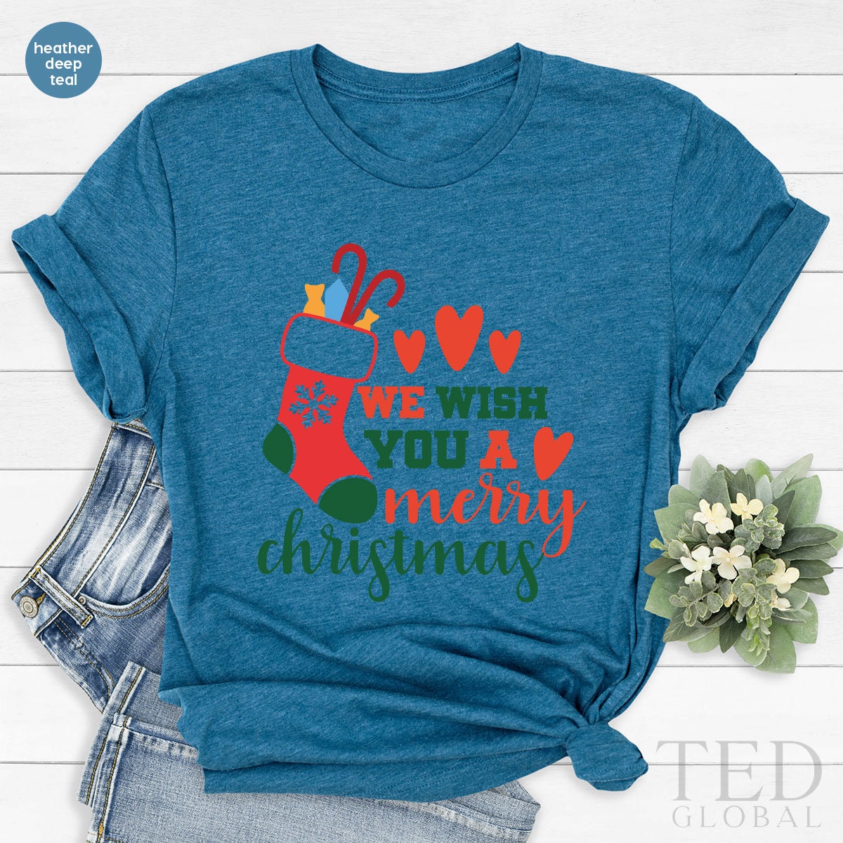 Cute Socks And Candy T-Shirt, We Wish You A Merry Christmas T Shirt, Funny Family Christmas Shirts, Holiday Outfit Shirt, Christmas Gift - Fastdeliverytees.com