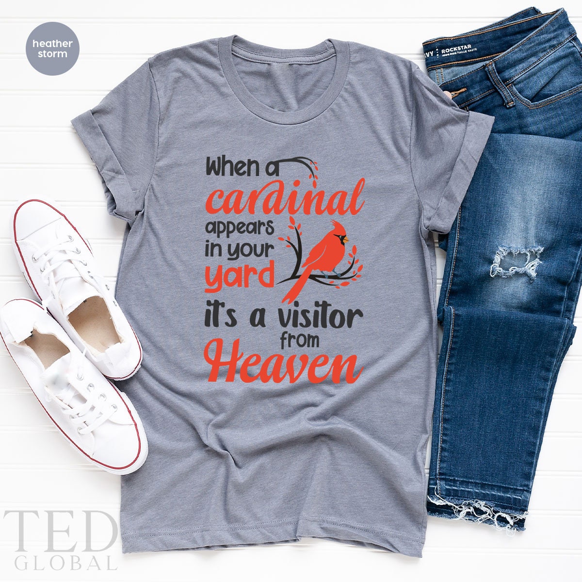 Cute Bird T-Shirt, When A Cardinal Appears In Your Yard Its A Visitor From HeavenT Shirt, Family Holiday Outfit Shirts, Christmas Gift - Fastdeliverytees.com