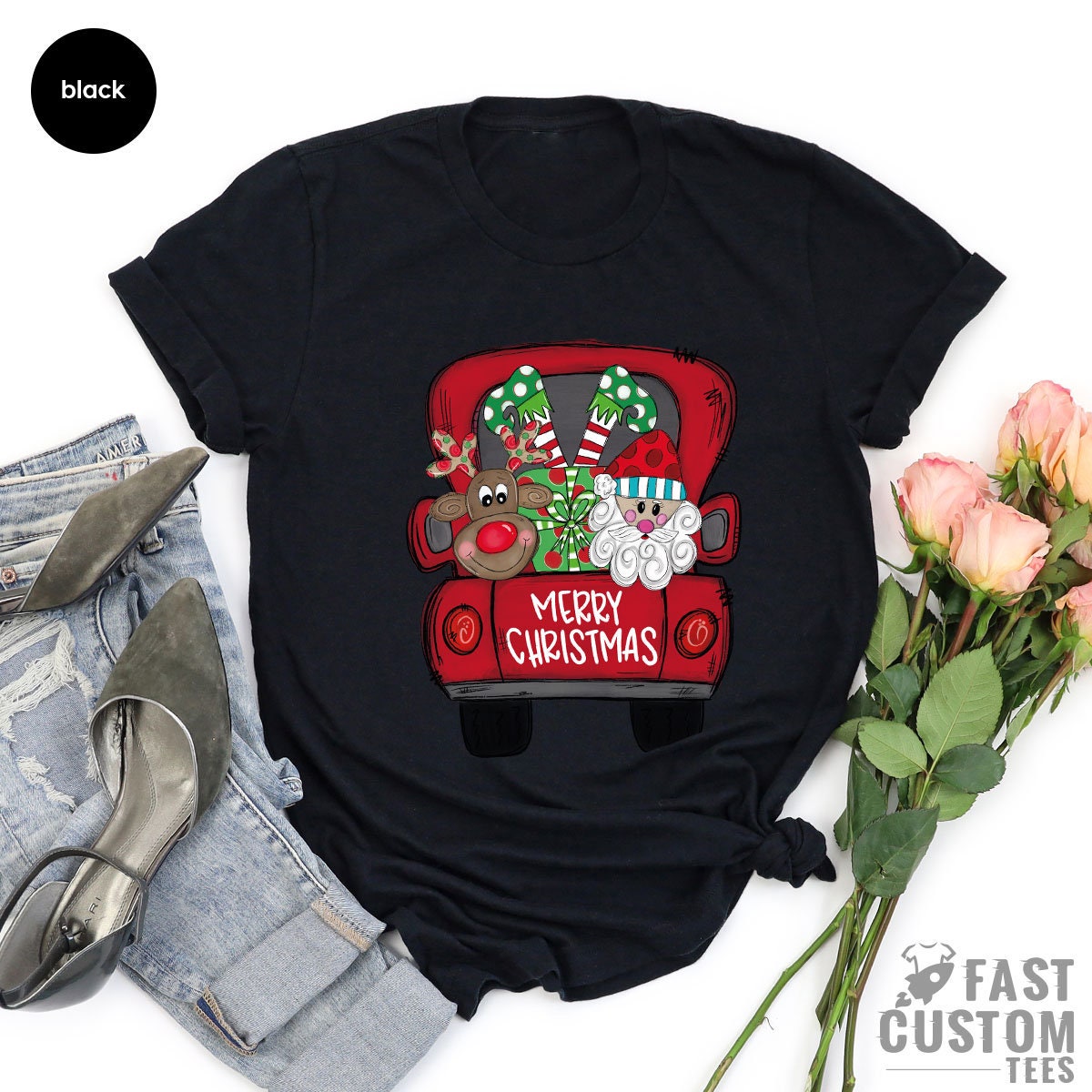 Christmas Shirts for Women, Christmas Truck Shirt, Christmas T-Shirt, Christmas Tee, Cute Christmas Shirts, Unisex Adult Tee, Merry Shirt - Fastdeliverytees.com