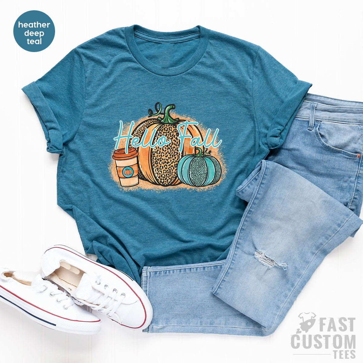 Hello Fall Shirt, Women Fall Shirt, Pumpkin Fall Tee, Cute Autumn Shirt, Thanksgiving Shirt Women, Thankful Family Tee, Fall Blessed Shirt - Fastdeliverytees.com