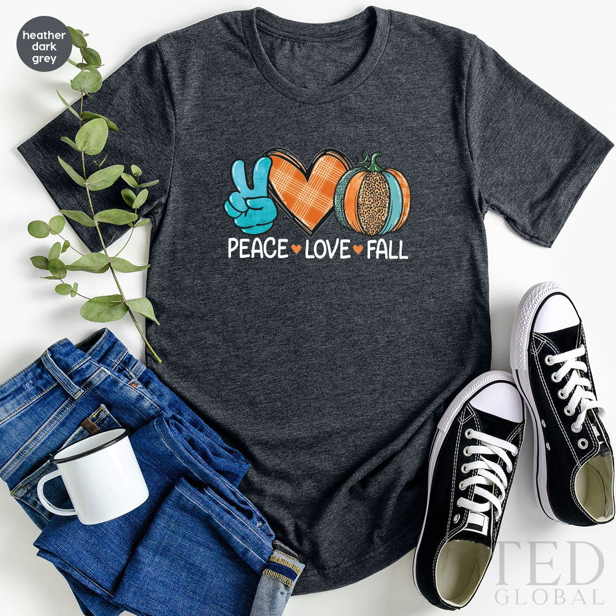 Cute Peace Love Fall T-Shirt, Family Thanksgiving T Shirt, Funny Thanksgiving Shirts, Pumpkin Season Shirt, Fall TShirt, Thanksgiving Gift - Fastdeliverytees.com